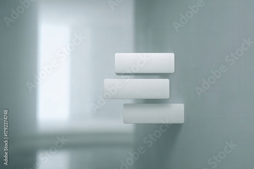 minimalist sketch concept of product interface featuring augmented reality elements and blurred white text bars