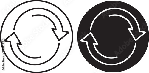 Swap arrow icon in circular. Flat vector icon representing transfer, swap, exchange, spin, or flip actions. exchange arrow icons - Swap icon with two arrows.

