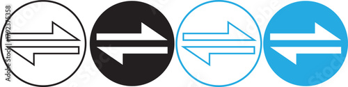Swap arrow icon in circular. Flat vector icon representing transfer, swap, exchange, spin, or flip actions. exchange arrow icons - Swap icon with two arrows.

