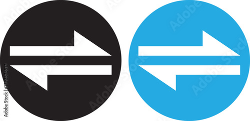 Swap arrow icon in circular. Flat vector icon representing transfer, swap, exchange, spin, or flip actions. exchange arrow icons - Swap icon with two arrows.
