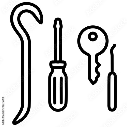 Burglary Tools icon vector image. Can be used for Crime Investigation.