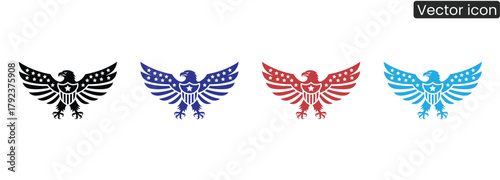 Capture the essence of freedom and national pride with these striking eagle emblems featuring American flag wings, perfect for patriotic projects.
