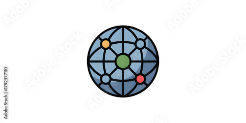 Theme globe with style vector network business icon connections global