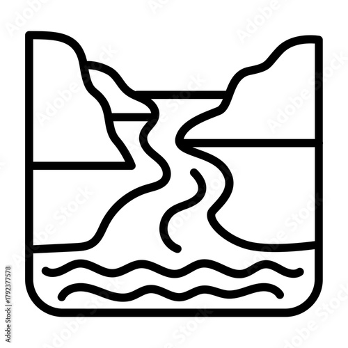 Estuary icon vector image. Can be used for Geography.