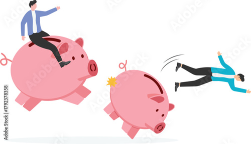 Exploiting retail investors in the market, trade barriers from influencers, business competition concept. 

