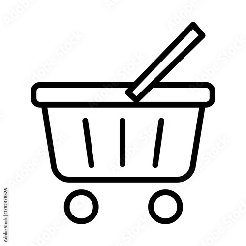 Basket with Wheels icon vector image. Can be used for Laundry.