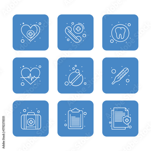 Health Care and medical icon set collection. Vector icon illustration