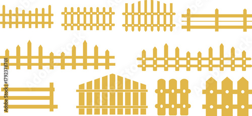 Fence icons set. Various fence icon set in black and transparent background different styles
