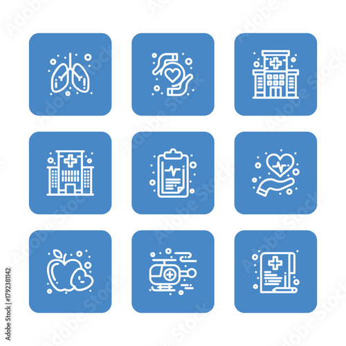 Health Care and medical icon set collection. Vector icon illustration