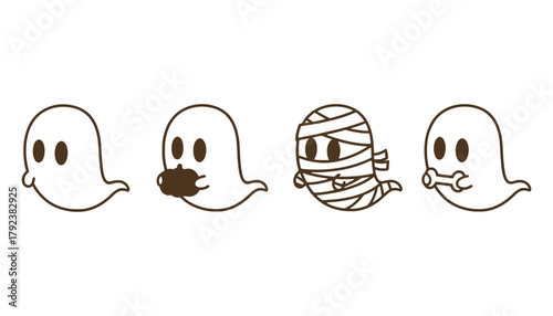 Cute halloween ghost vector illustration cartoon spooky design