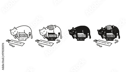 Cute cat ramen bowl illustration vector design for t shirts etc
