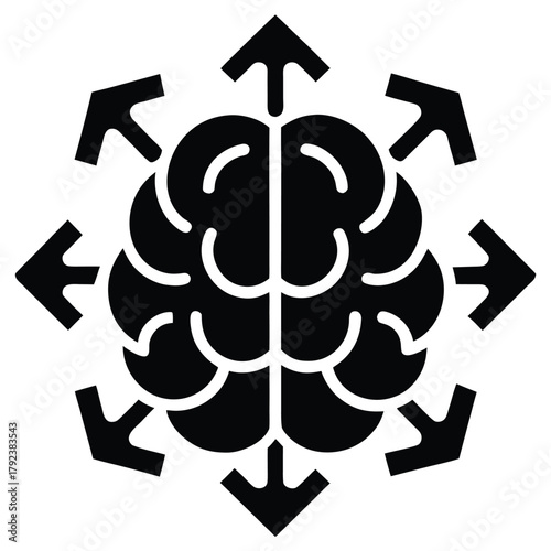 brain with arrows around it vector icon