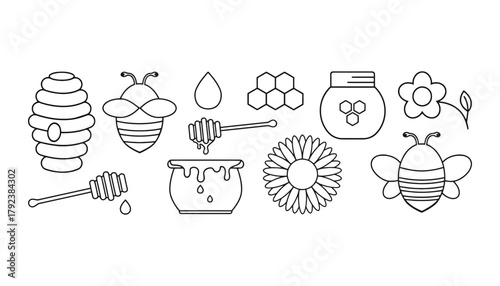 Honey bee outline vector illustration apiary and beekeeping