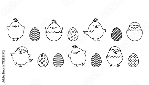 Easter coloring page with chicks and eggs for kids activity