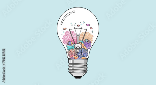 Creative Illustration of a Light Bulb Representing Ideas and Innovation in a Minimalist Design