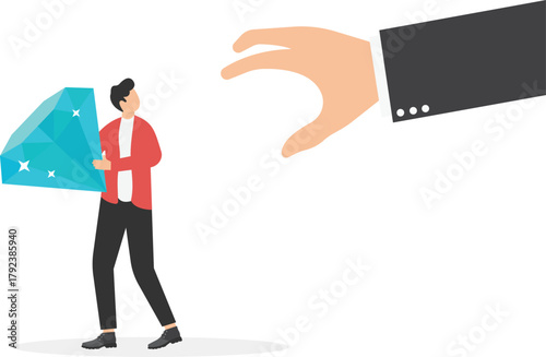 Traps and baits, investment temptations and risks, scams or frauds, businessmen climbing on fishhooks

