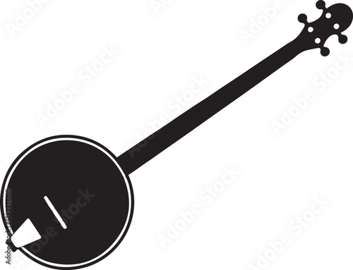 Banjo Silhouette Clean Minimal Flat Vector Black. Vector Black silhouettes. with white background