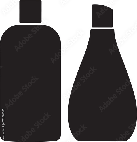 shampoo conditioner bottles silhouette vector illustration. Vector Black silhouettes. with white background