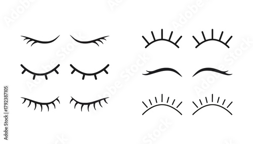 Cartoon eyelashes vector set cute eye lashes graphic design