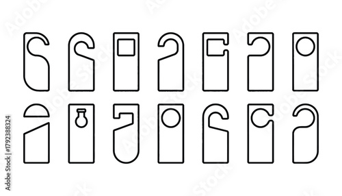 Door hanger template vector set hotel room door hanger design