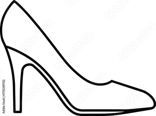 Elegant Black and White Outline of a High Heel Shoe, Symbolizing Fashion and Style
