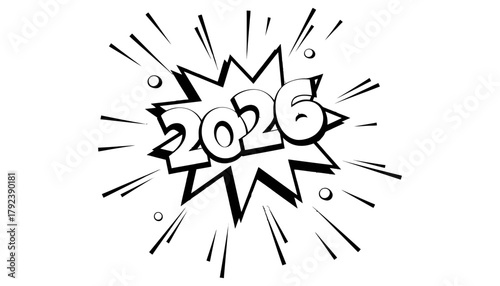 Year of two thousand twenty six comic book style illustration