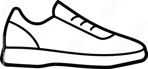 Simple Line Art Icon of a Sneaker Shoe, Versatile for Various Designs