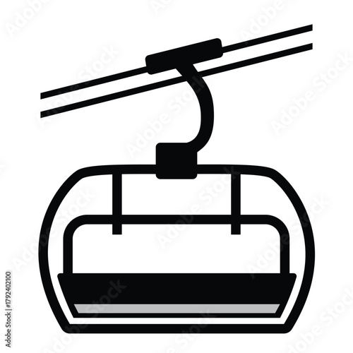 Gondola lift or ski cable car icon for winter sports resort transportation and mountain travel symbol