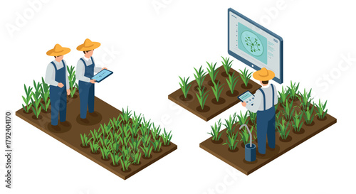 Modern isometric farming smart technology in agriculture