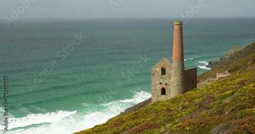 The historic Towanroath Engine House at Wheal Coates a former Tin Mine near St Agnes Cornwall England UK Europe