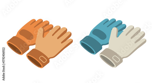 Colorful winter gloves isometric design on white background