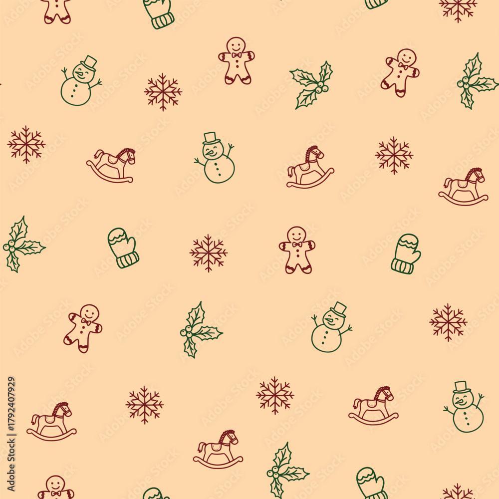 Naklejka premium Christmas ornament seamless pattern