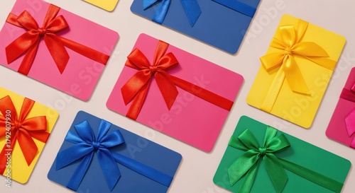 Colorful Gift Cards with Bows for Any Occasion or Celebration