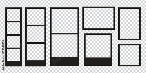 Empty black different photo frame icon vector. realistic photo card frame mockup symbol. vector illustration.