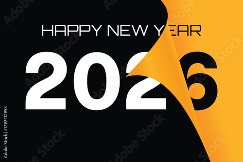 Happy New Year 2026 Orange Gradient Celebration Vector