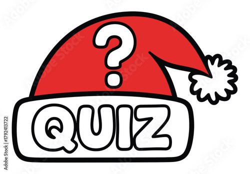 A red Santa hat with a question mark and the word 'QUIZ' is displayed on a white background, suggesting a holiday-themed challenge.