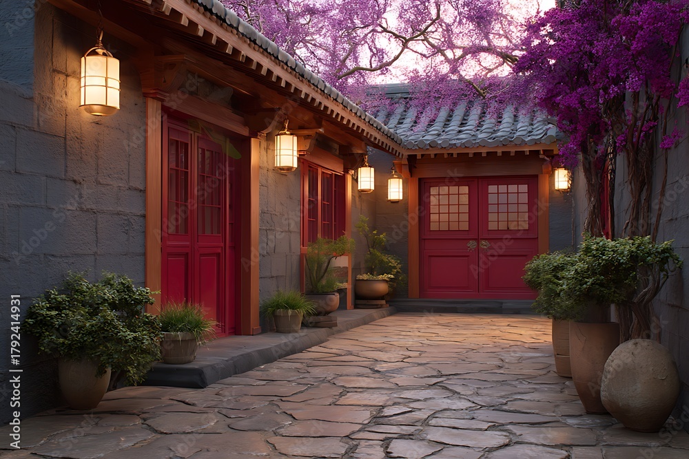 Fototapeta premium Quiet ancient chinese traditional architecture at night