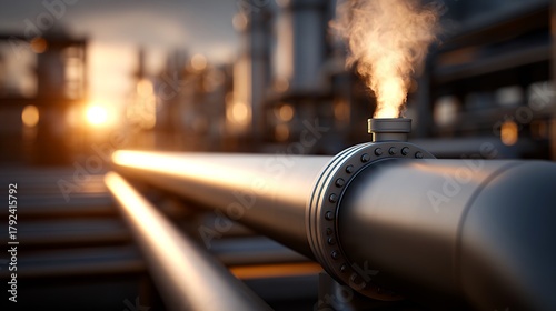 District heating pipes at sunset showcasing energy efficiency