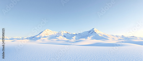 Snow-covered mountain landscape under clear blue sky in winter  