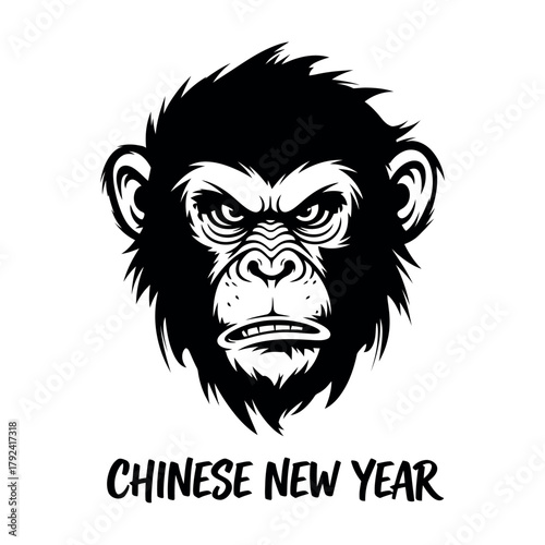 Fierce monkey face chinese new year silhouette