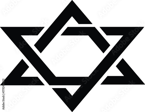 Star of David geometric symbol, modern hexagram design, Jewish cultural heritage icon, religious identity emblem, sacred vector illustration, artistic arrow elements