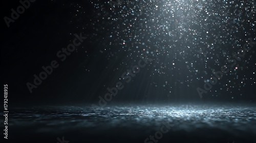 Abstract Winter Scene, Clean, Focused Snowflakes On Black