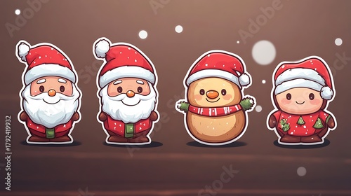 Merry Christmas sticker set with playful seasonal illustrations
