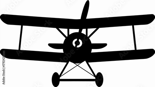 Classic biplane silhouette ready for adventure in the skies, evoking nostalgia and freedom