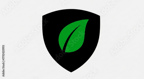 Shield with a leaf inside symbol of environmental protection and sustainable development concept idea