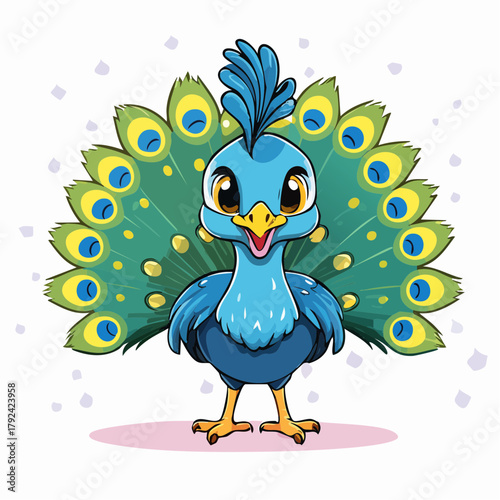 kleiner Pfau - Cartoon Comic Stil