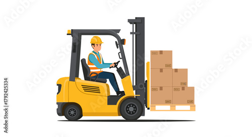 Forklift operator carefully lifting and moving boxes, ensuring safe delivery process