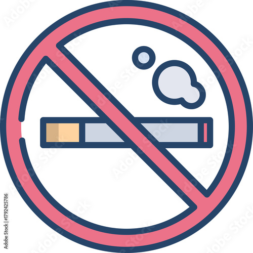 No Smoking Symbol With Cigarette Icon And Smoke Vector Graphic On Transparent Background Isolated