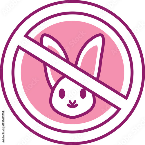 No Cruelty Symbol With Rabbit Icon on Transparent Background Sign Prohibiting Animal Testing