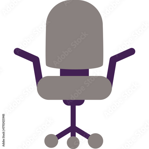 Office Chair with Five Casters and Purple Accents on a Transparent Background